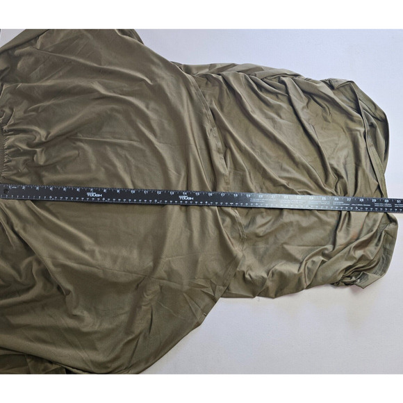 Yincro Dress Women's 2XL Olive Bodycon with Oversized Top Ruffles Mini NWT - Picture 8 of 16